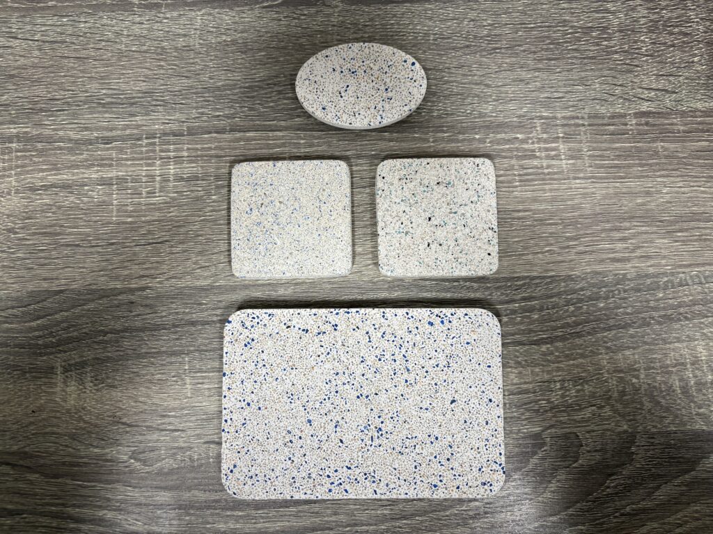 Photo of different quartz pool plaster samples